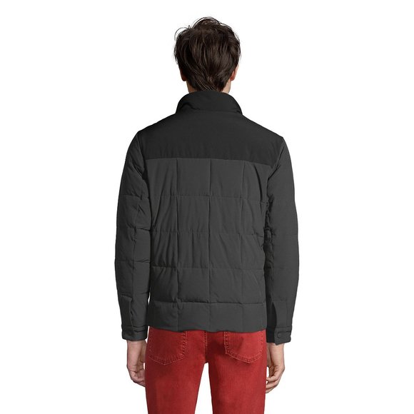 Mens Quilted Down Bomber Jacket with Stretch Charcoal Grey Black and Gray size L - Picture 3 of 8